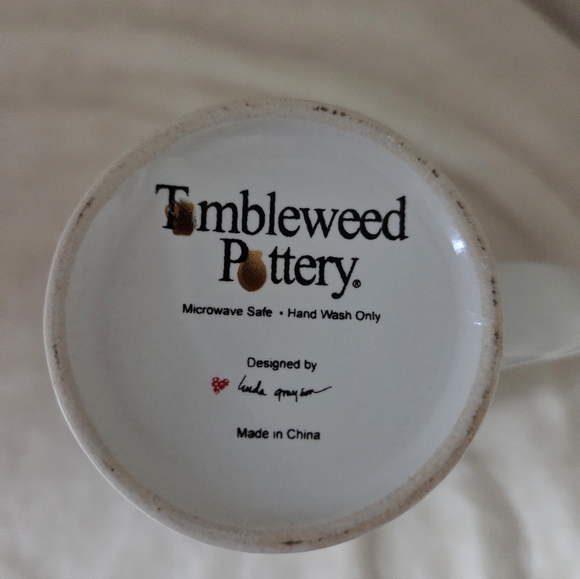 LINDA GRAYSON |Tumblewed Pottery Humerous Coffee Tea Mug Sky Blue 16oz Like New - Picture 4 of 12